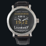 Personalised 70th Birthday 1952 Vintage Black Gold Watch<br><div class="desc">A personalised unique watch for that special birthday person. Add the name to this vintage retro style design for a custom birthday gift. Easily edit the name and year with the template provided. A wonderful custom birthday gift. More gifts and party supplies for that party celebration available with the "Legendary"...</div>