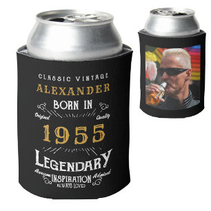 Personalised 70th Birthday Add Name Year Photo Can Cooler