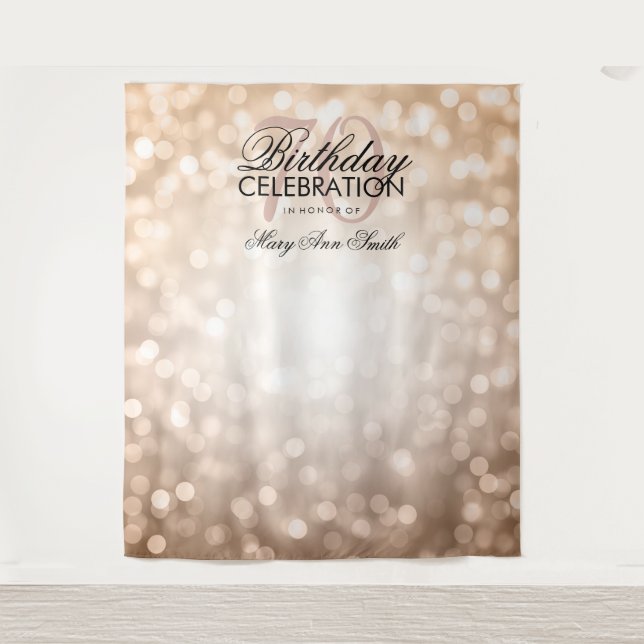 Personalised 70th Birthday Backdrop Rose Gold Tapestry (Front)