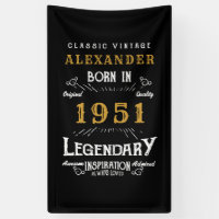 Personalised 70th Birthday Born 1951 Vintage Black