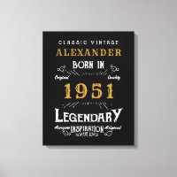Personalised 70th Birthday Born 1951 Vintage Black