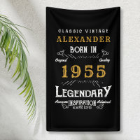 Personalised 70th Birthday Born 1955 Vintage Black
