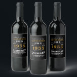 Personalised 70th Birthday Born 1955 Vintage Black Wine Label<br><div class="desc">A personalised classic wine bottle label design for that birthday celebration for somebody born in 1955 and turning 70. Add the name to this vintage retro style black, white and gold design for a custom 70th birthday gift. Easily edit the name and year with the template provided. A wonderful custom...</div>