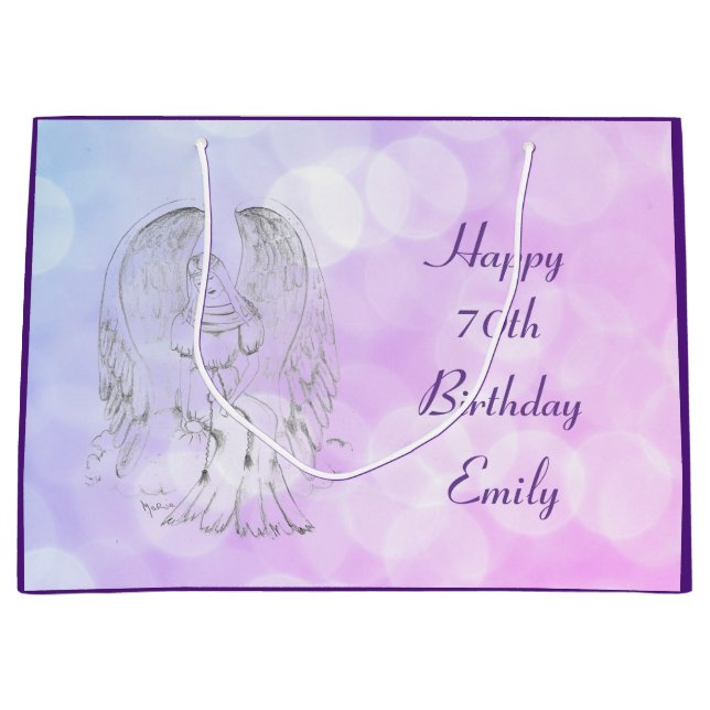 Personalised 70th Birthday Large Gift Bag (Front)