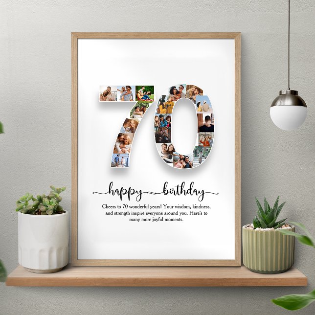 Personalised 70th Birthday Photo Collage Poster (Creator Uploaded)