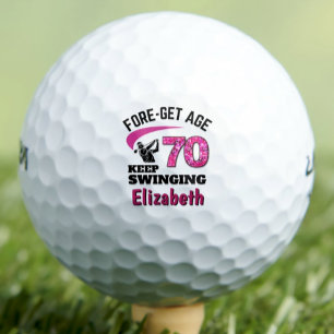 Personalised 70th Birthday – Pink Fore-get Age 70 Golf Balls