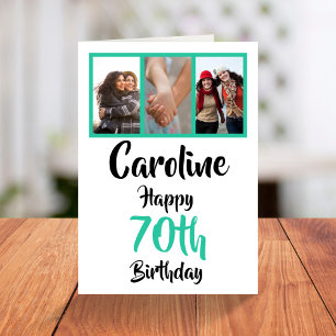 Personalised 70th happy birthday photo collage card
