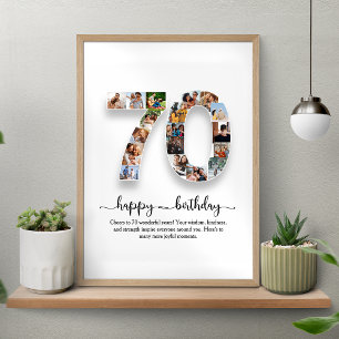 Personalised 70th Happy Birthday Photo Collage for Poster