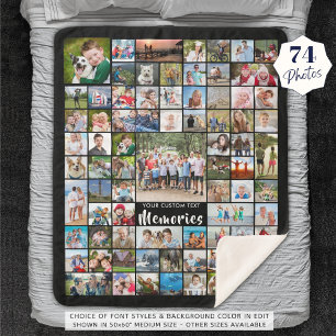 Personalised 74 Photo Collage Editable Colour Sherpa Blanket