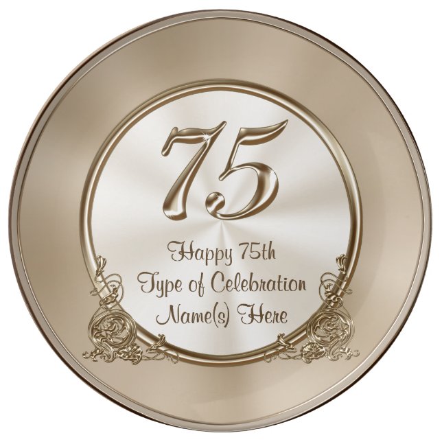 Personalised 75th Birthday Ideas for Mum or Wife Plate (Front)