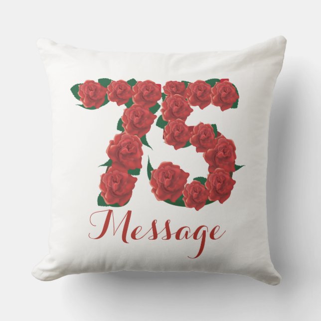 Personalised 75th birthday Outdoor Throw Pillow (Front)