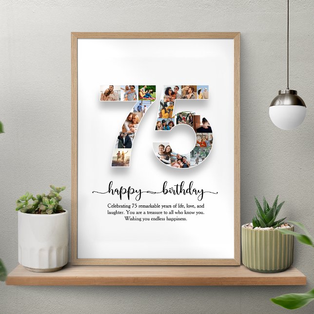 Personalised 75th Birthday Photo Collage Poster (Creator Uploaded)