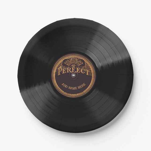 Personalised 78 Vinyl Record Design Paper Plates (Front)