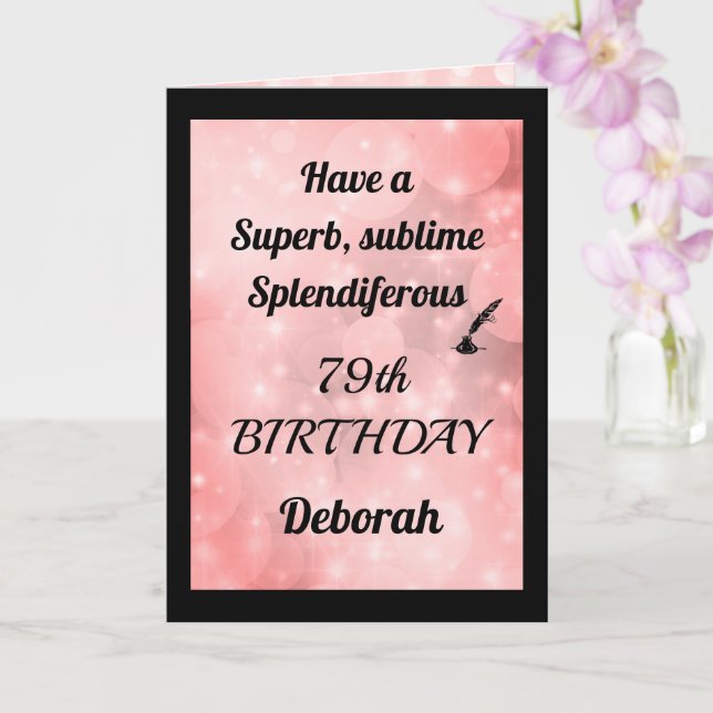 Personalised 79th Birthday Folded Greeting Card (Orchid)
