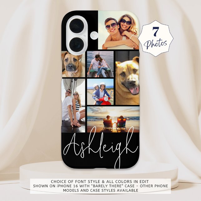 Personalised 7 Photo Collage Custom Colours Case-Mate iPhone Case (Creator Uploaded)