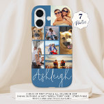 Personalised 7 Photo Collage Custom Colours iPhone 16 Case<br><div class="desc">Create your own personalised, custom colour photo cell phone case utilising this easy-to-upload photo template design with 7 pictures in different sizes and shapes name in your choice of font style and all colours (shown with a modern, chic handwritten signature style font in white on a blue background). PHONE OPTIONS:...</div>