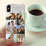 Personalised 7 Photo Collage on Grey Marble Case-Mate iPhone Case<br><div class="desc">Modern photo collage iPhone case which you can personalise with 7 of your favourite photos and your name. The template is set up ready for you to add your photos, working top to bottom on the left side, then top to bottom on the right side. The design has a stylish...</div>