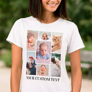 Personalised 7 Photo Collage with Custom Text T-Shirt