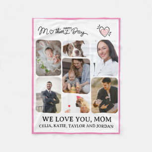 Personalised 7-Photo Fleece Blanket for Mum