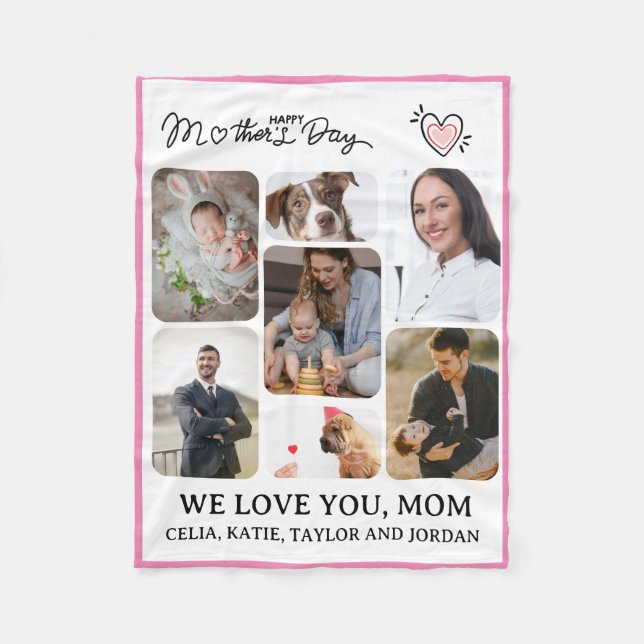 Personalised 7-Photo Fleece Blanket for Mum (Front)