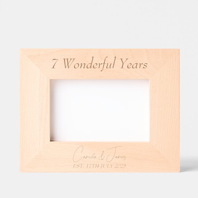 Personalised 7 Year Anniversary Gift, Custom, Uniq Etched Frames (Front)