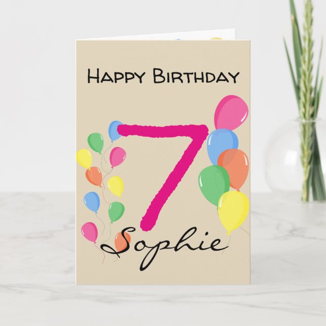 Personalised 7 Year Old Birthday Card (Front)