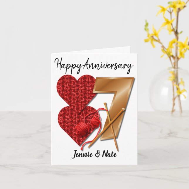 Personalised 7 Year Wedding Anniversary Card (Yellow Flower)