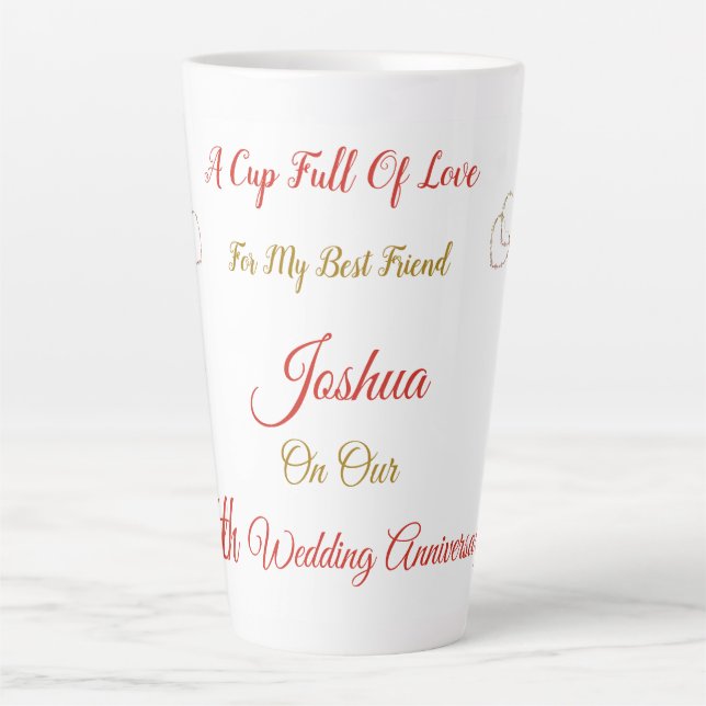 Personalised 7th Anniversary design Latte Mug (Front)