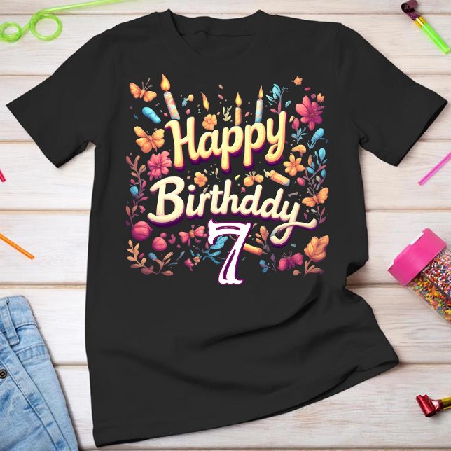 Personalised 7th Birthday Girl T-Shirt (Creator Uploaded)