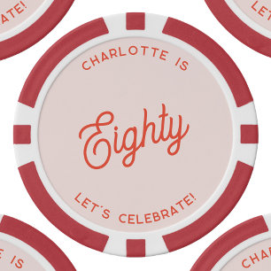 Personalised 80 Eighty Eightieth Birthday Poker Chips