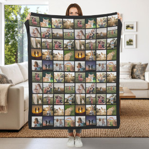 Personalised 80 Photo Collage Fleece Blanket