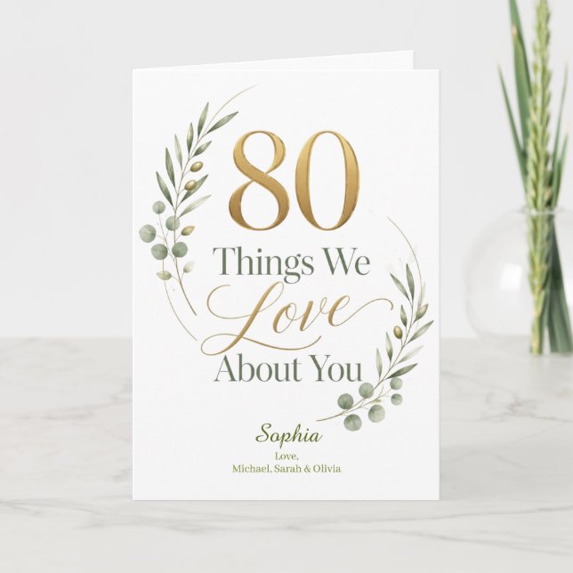 Personalised 80 Things We Love About You Card (Front)