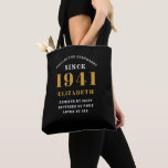 Personalised 80th Birthday 1941 Elegant Chic Black Tote Bag<br><div class="desc">80th birthday tote bag. Easily customise the text of this born in 1941 black "Standards" shopping bag using the template provided. Part of the setting standards range cards and gifts.</div>