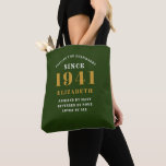 Personalised 80th Birthday 1941 Elegant Chic Green Tote Bag<br><div class="desc">80th birthday tote bag. Easily customise the text of this born in 1941 green "Standards" shopping bag using the template provided. Part of the setting standards range cards and gifts.</div>
