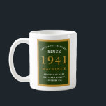Personalised 80th Birthday 1941 Elegant Green Gold Coffee Mug<br><div class="desc">A huge 80th birthday gold and green coffee mug for those special people born in 1941. Easily customise the text using the template provided. Part of the setting standards range of greeting cards and gifts.</div>