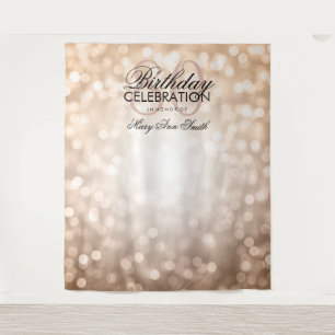 Personalised 80th Birthday Backdrop Rose Gold Tapestry