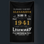 Personalised 80th Birthday Born 1941 Vintage Black Banner<br><div class="desc">A personalised classic party banner for that special birthday born in 1941 and turning 80. Add the name to this vintage retro style black, white and gold design for a custom 80th birthday gift. Easily edit the name and year with the template provided. A wonderful custom black birthday gift. More...</div>