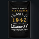 Personalised 80th Birthday Born 1942 Vintage Black Banner<br><div class="desc">A personalised classic party banner for that special birthday born in 1942 and turning 80. Add the name to this vintage retro style black, white and gold design for a custom 80th birthday gift. Easily edit the name and year with the template provided. A wonderful custom black birthday gift. More...</div>