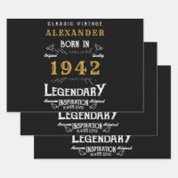 Personalised 80th Birthday Born 1942 Vintage Black