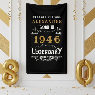 Personalised 80th Birthday Born 1946 Retro Party Banner