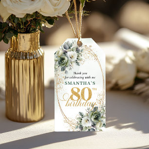 Personalised 80th Birthday Botanical Gift Tag