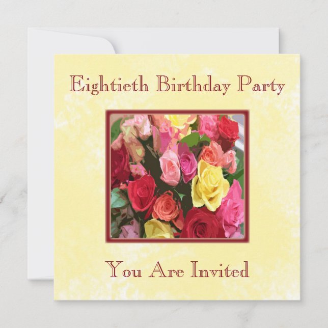 Personalised 80th Birthday Party Invitations (Front)