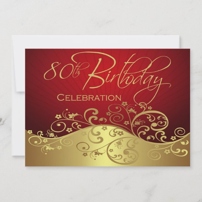 Personalised 80th Birthday Party Invitations (Front)