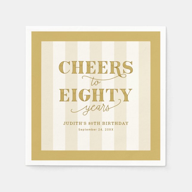 Personalised 80th Birthday Party Paper Napkin (Front)