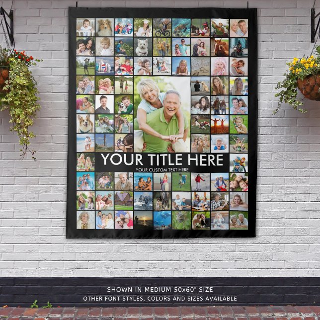 Personalised 81 Photo Collage Custom Colour Tapestry (Creator Uploaded)
