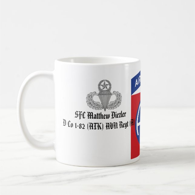 Personalised 82nd Airborne Mug (w/Jump Wings) (Left)