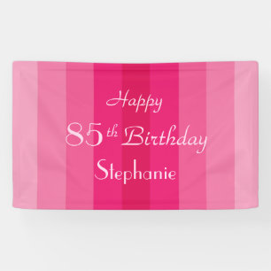 Personalised 85th Birthday Sign Pink Stripes