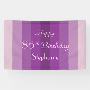 Personalised 85th Birthday Sign Purple Stripes