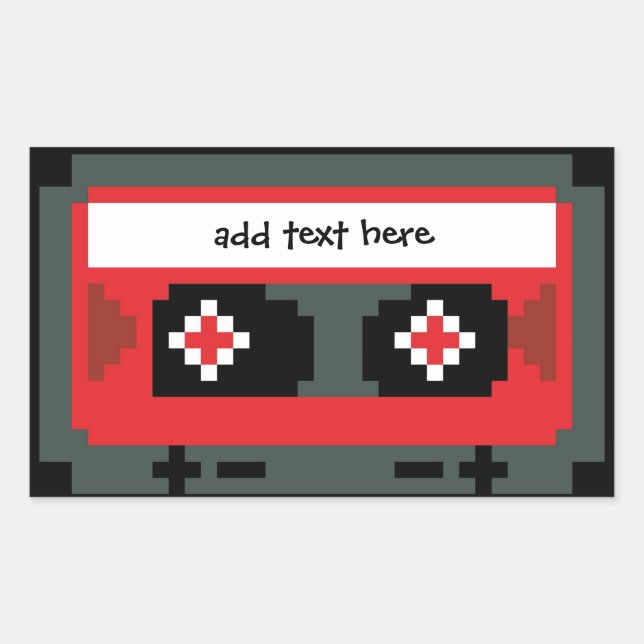 Personalised 8 bit cassette tape stickers (Front)