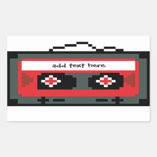 Personalised 8 bit cassette tape stickers
